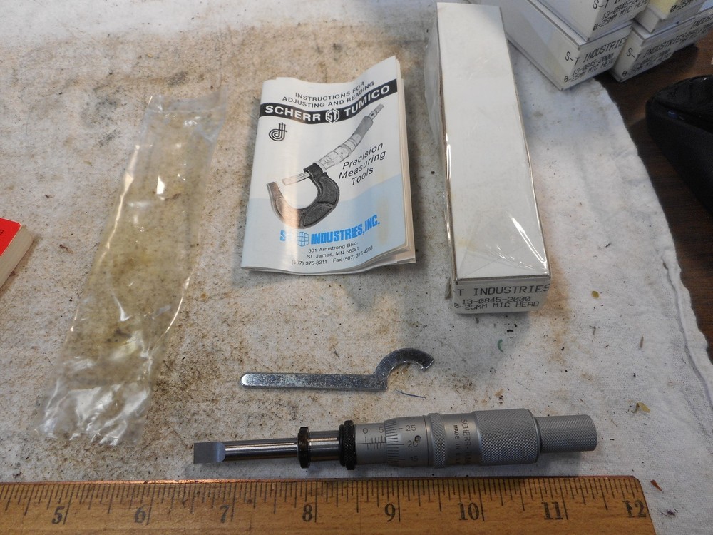 NIB SCHERR TUMICO REPLACEMENT BLADE MICROMETER HEAD 25mm RANGE .01 MINT IN BOX
