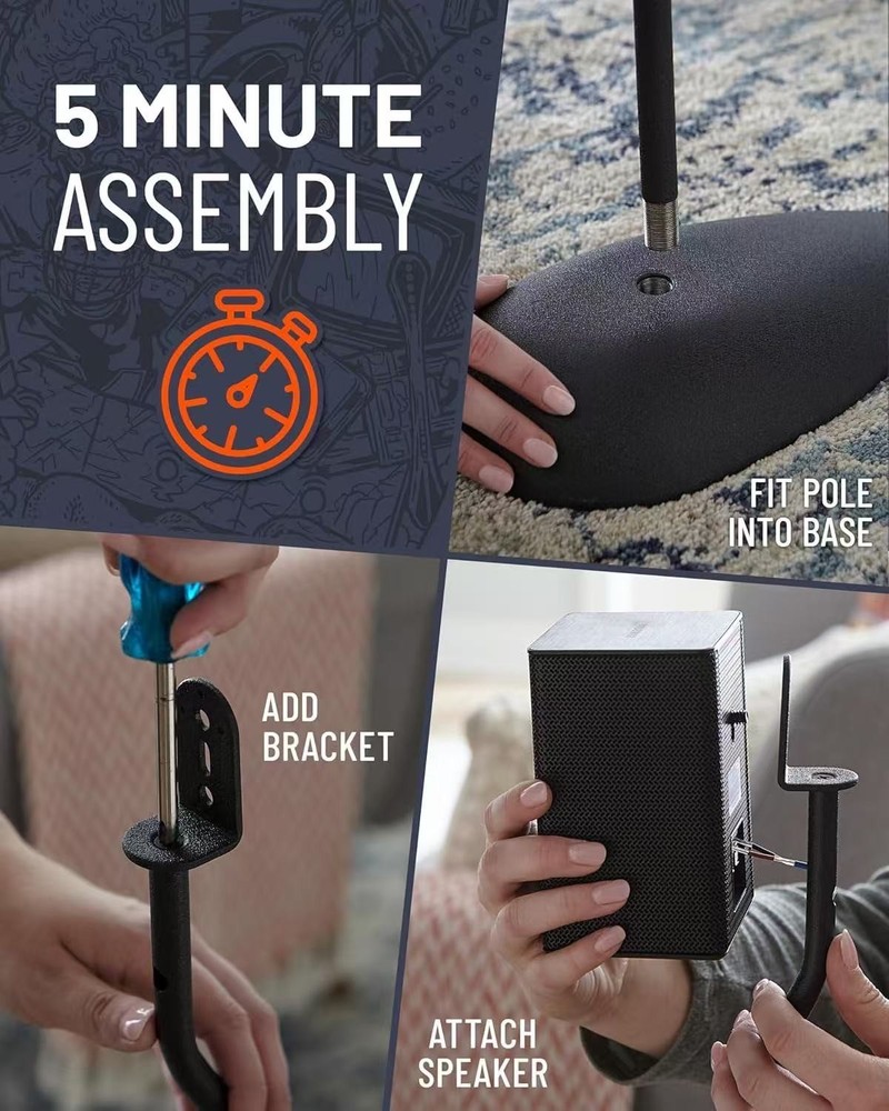 Universal Speaker Stands Height Adjustable With Universal Compatibility Pair New