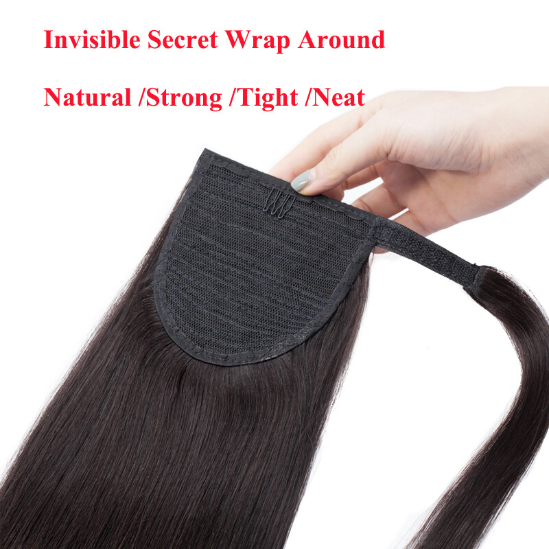 Real 100% Claw Wrap Around Ponytail Clip In Pony Tail Remy Human Hair Extensions