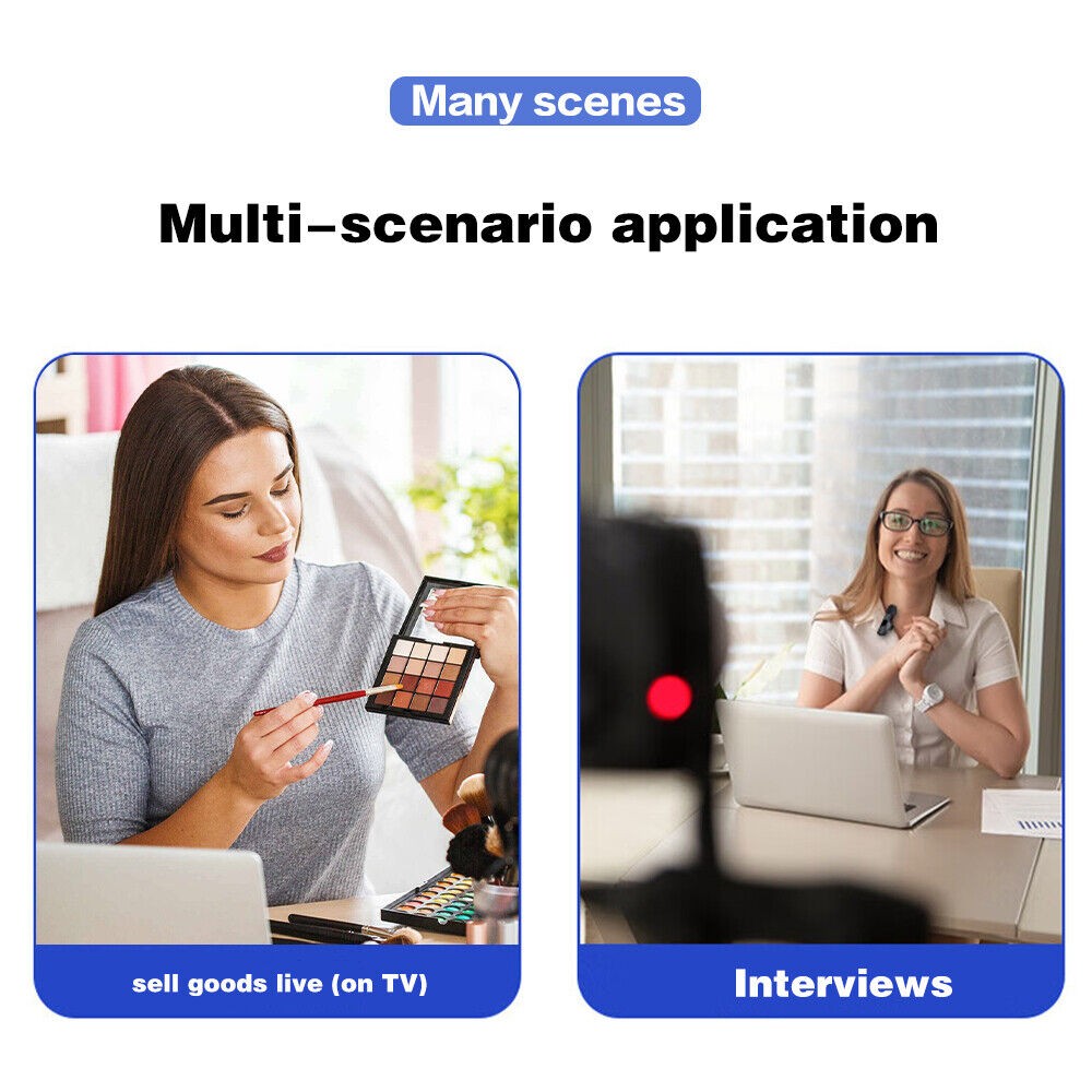 2 Pack For iPhone Lavalier Microphone Wireless Audio Video Recording Mini Mic