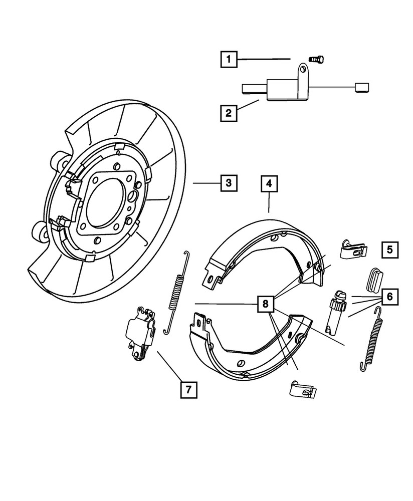 Genuine Mopar Parking Brake Shoe And Lining Kit 5011988AB