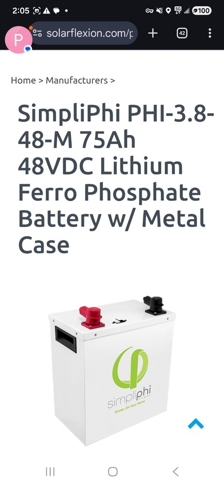 SIMPLIPHI SOLOR 48V 3.8 K  BATT