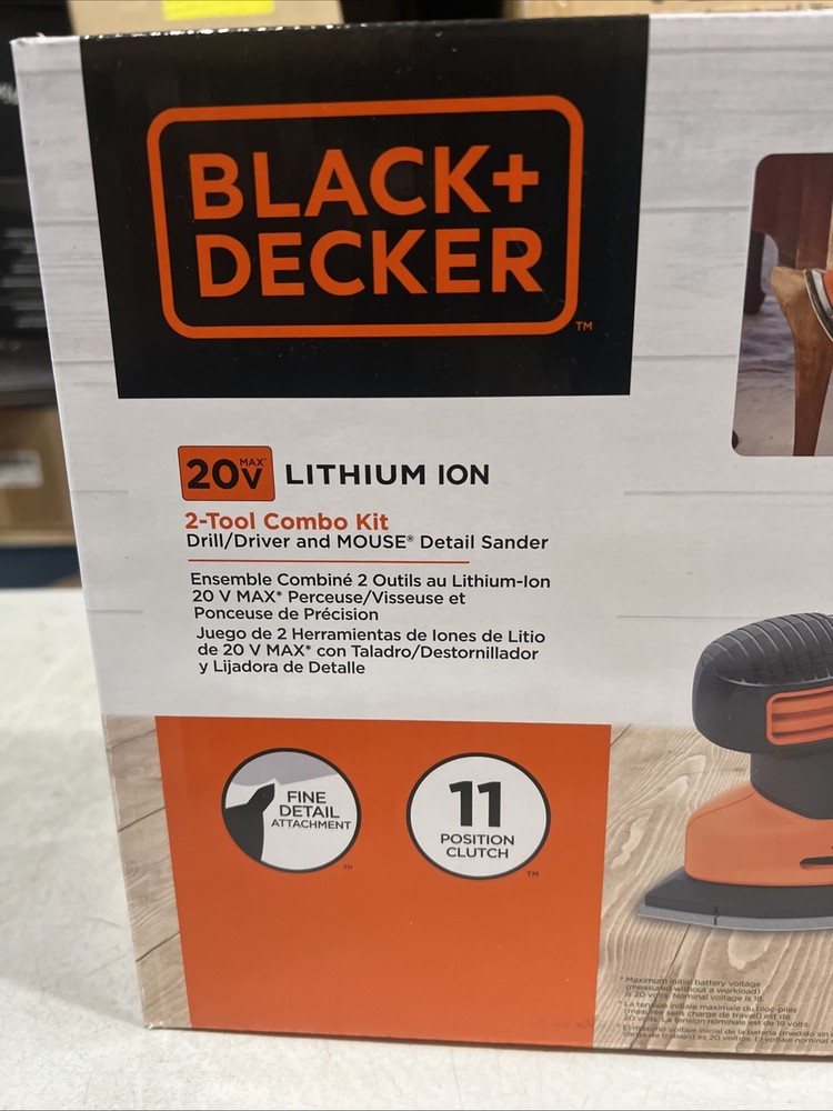 BLACK+DECKER 20v 2-Tool Power Tool Combo Kit, New Drill /driver & Mouse Sander