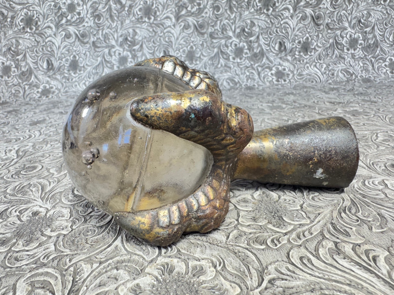 Antique Claw & Glass Ball Single 6" Foot Feet Cast Iron Furniture Hardware Table