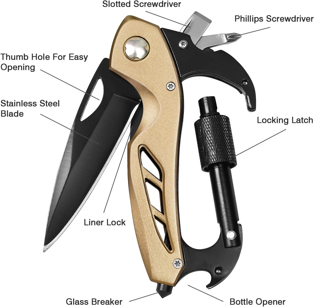 Multitool Knife, Gift for Men (Gold)