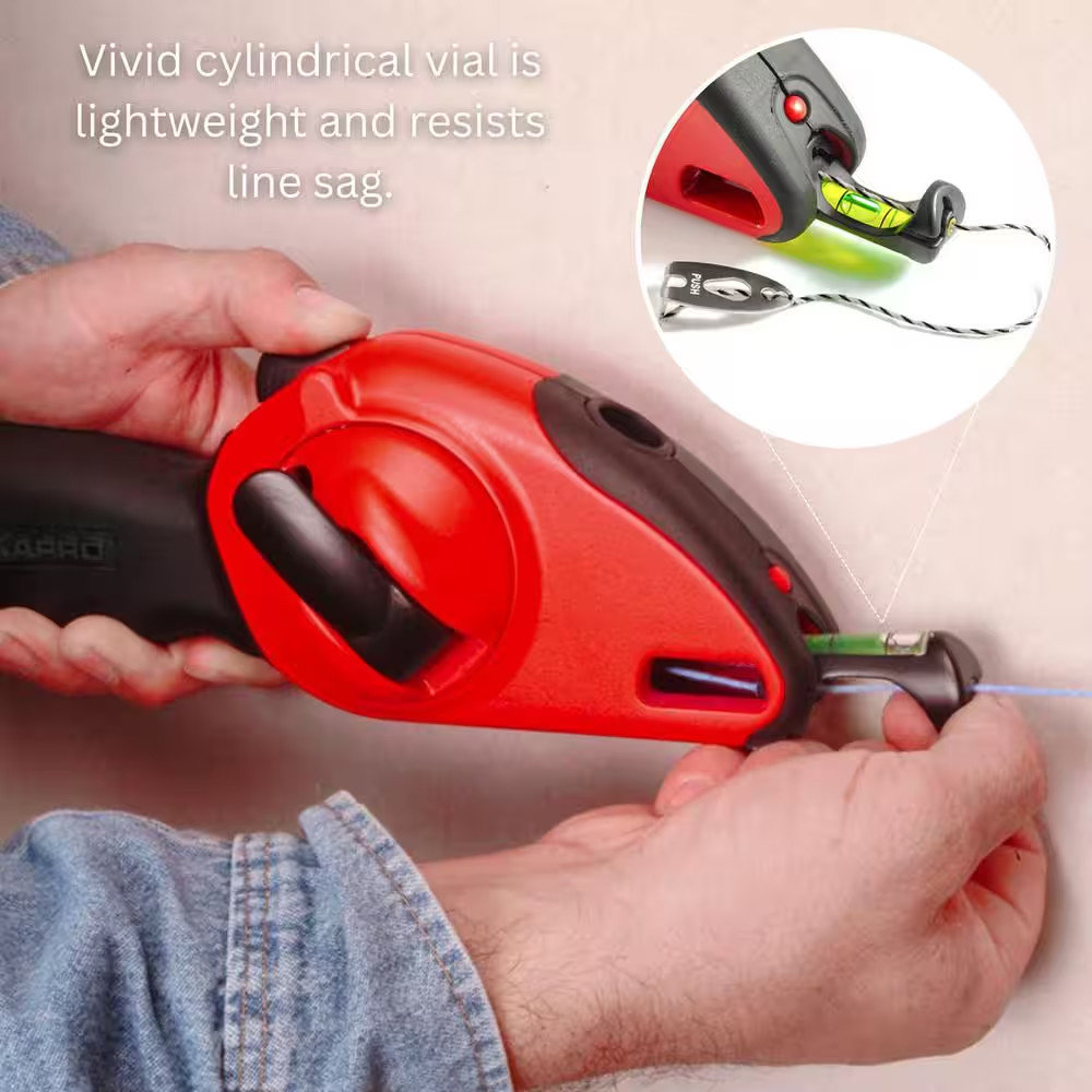 Sure Grip Chalk Line with Retractable Line Level