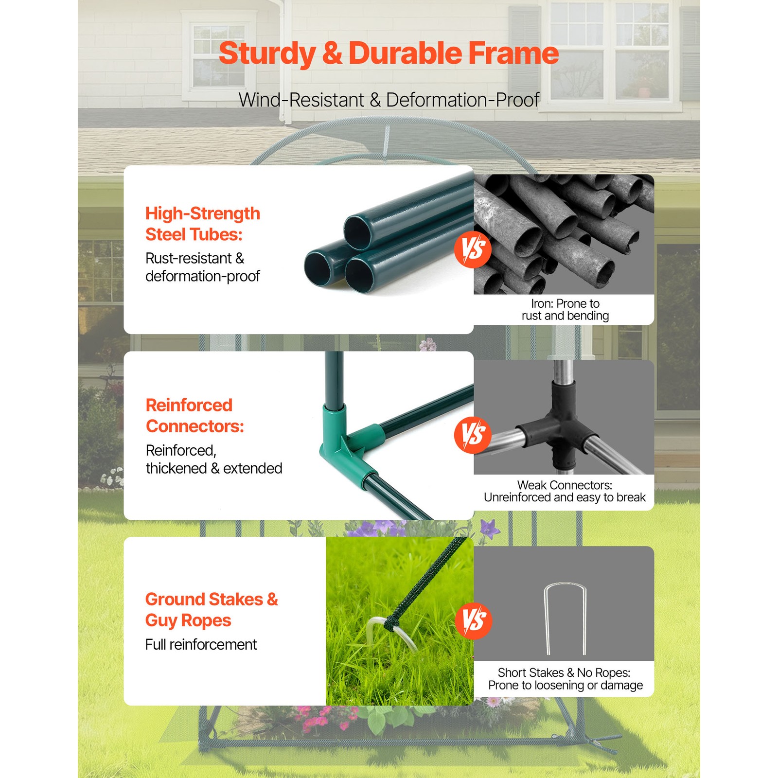 Uimoso Wind-Resistant Tall Garden Crop Cage 5.9x2.98x4.9ft Plant Protection Tent