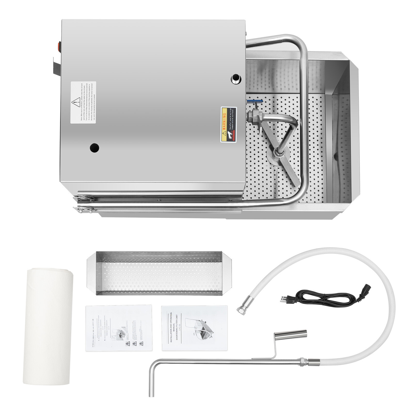 550W Mobile Deep Fryer Filter 55L Commercial Frying Oil Filter System Machine