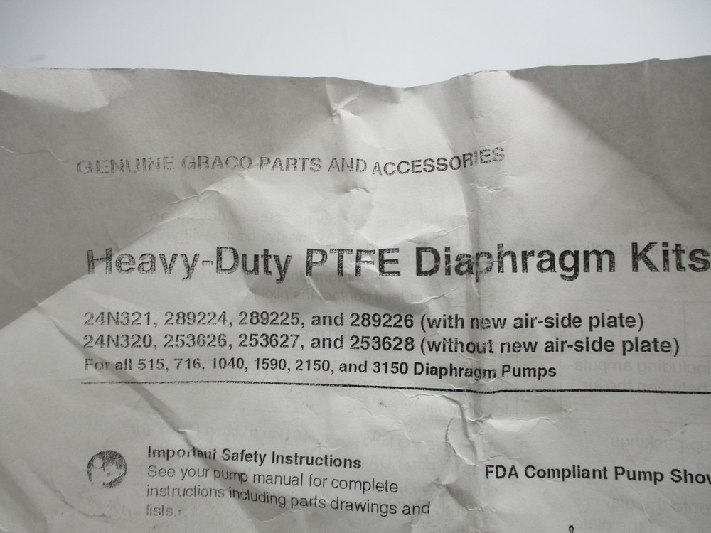 GRACO 406647D DIAPHRAGM KIT NSMP