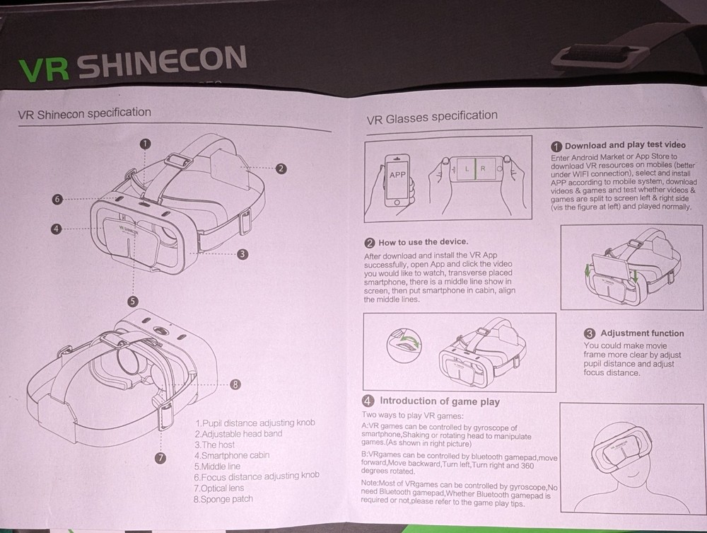 VR Shinecon Virtual Reality Glasses - New Never Used
