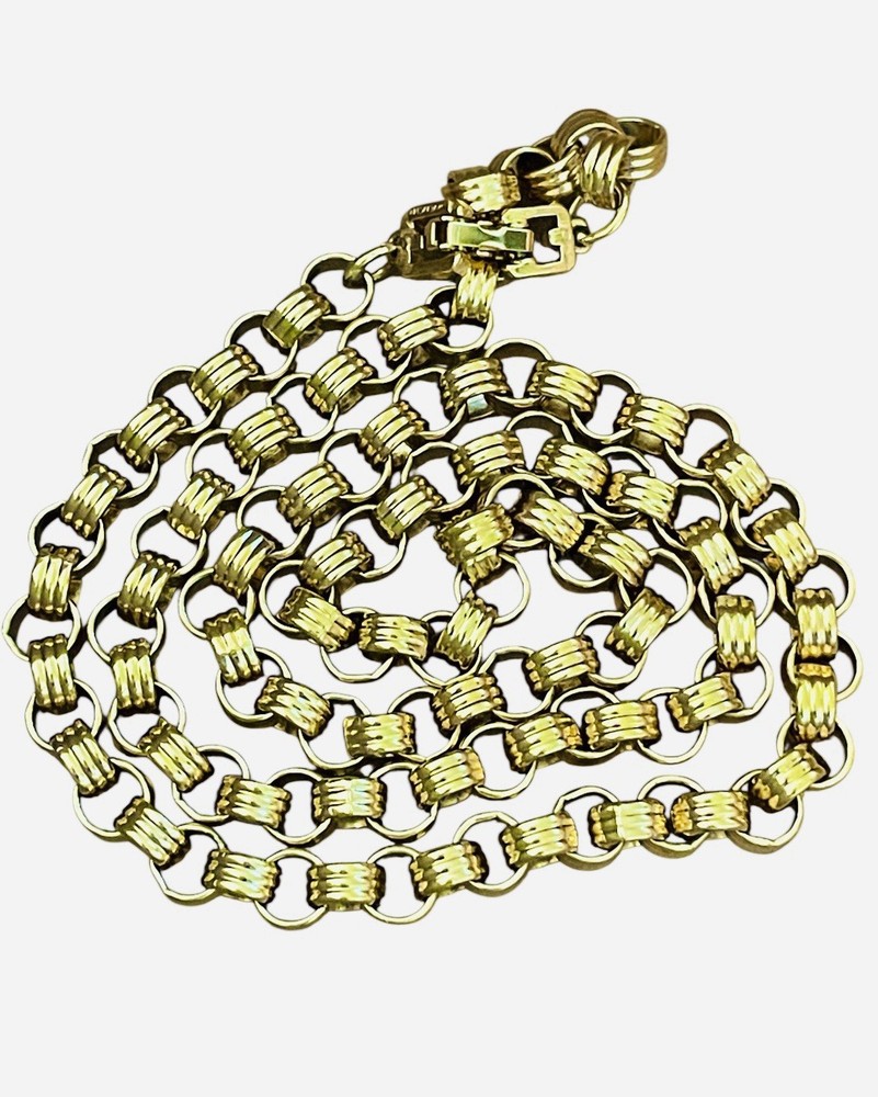 GIVENCHY Circle Link Gold Tone Chain Long Necklace
