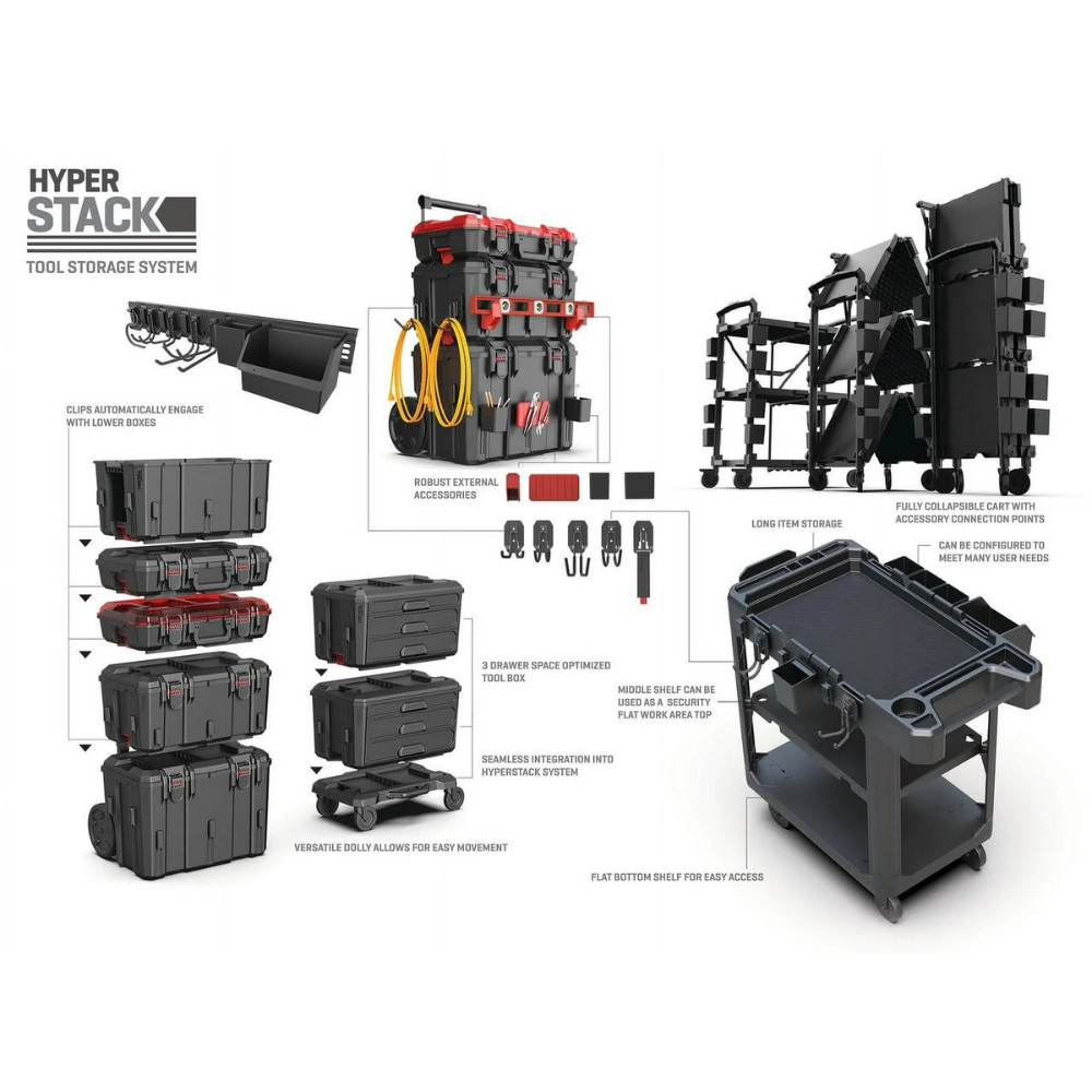 Hyper Tough Hyper Stack Foldable Collapsible Utility Cart Rolling Dolly, Black