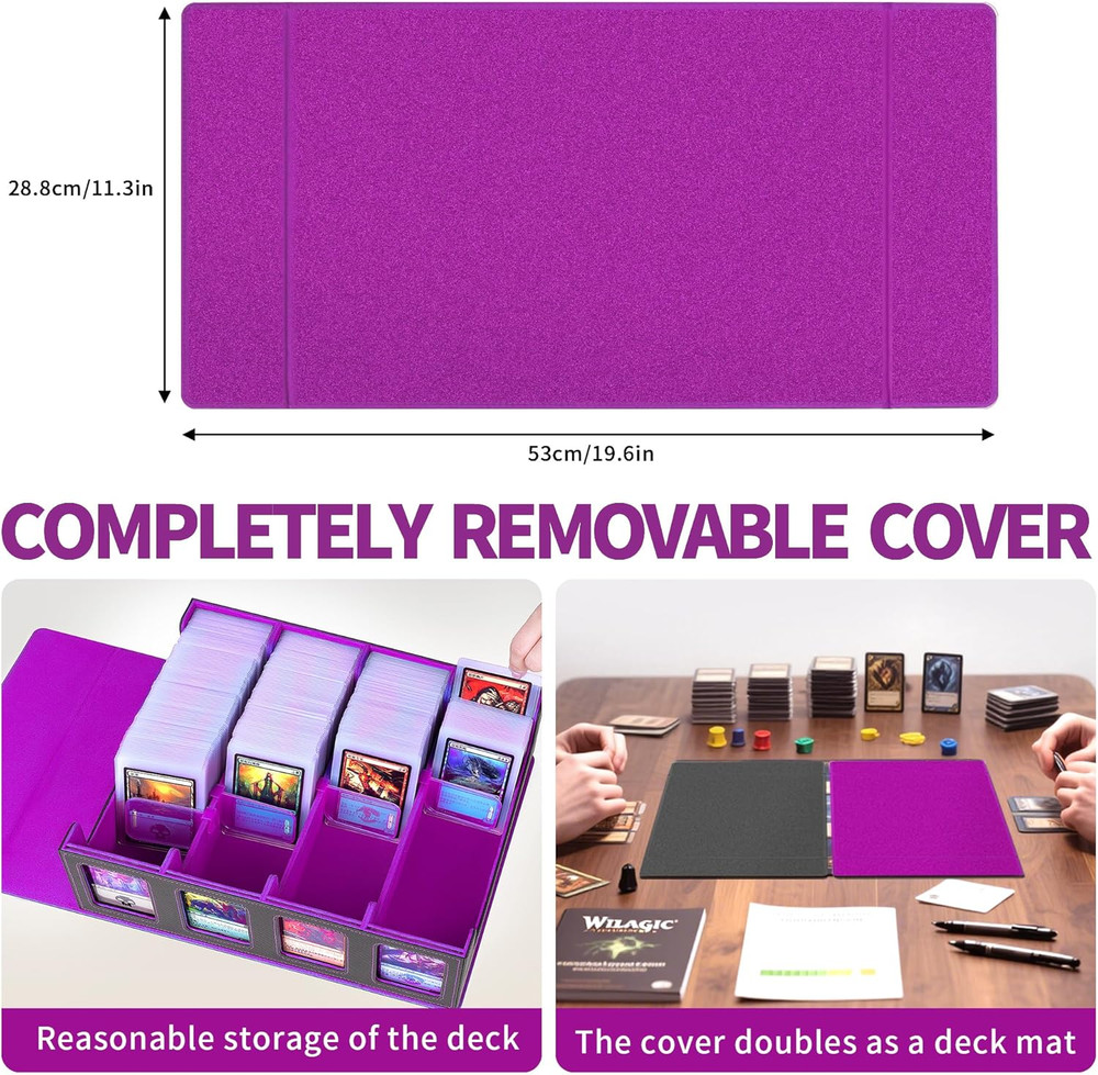 Trading Card Storage Box with Commander Display 4 Row Deck Case-Removable Lid,24