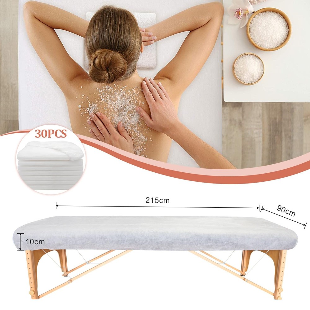 30PCS Disposable Fitted Massage Table Sheets, Heavy Duty Elastic 30pc