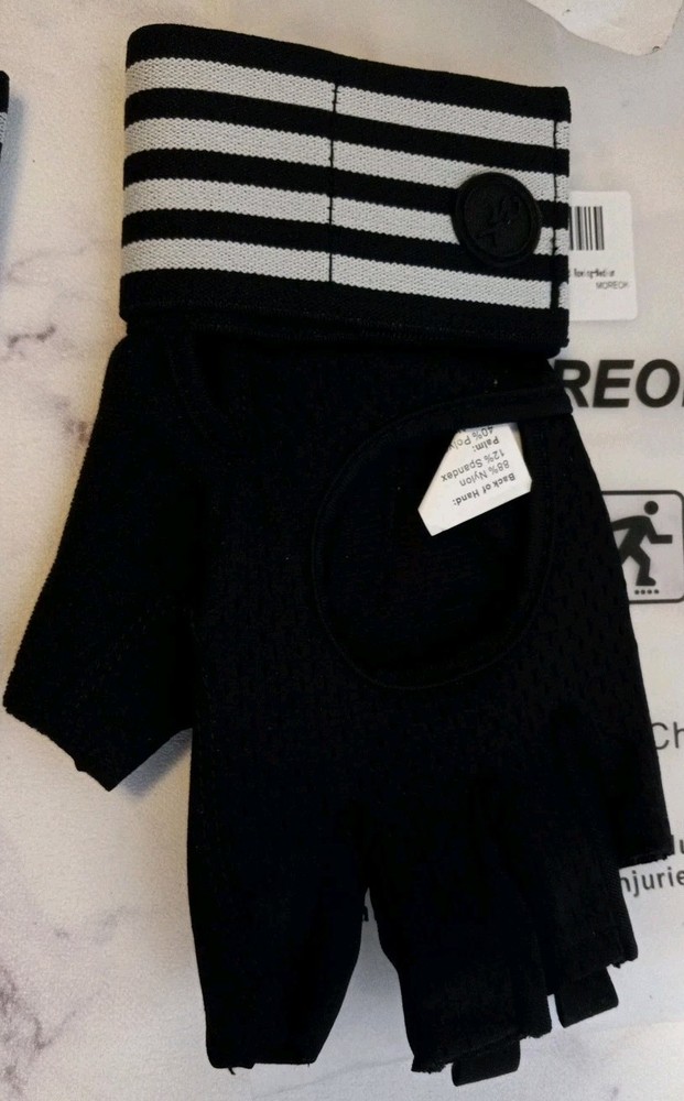Moreok Workout Gloves Wrist Wrap Support Fingerless Size Medium Curved Open Back