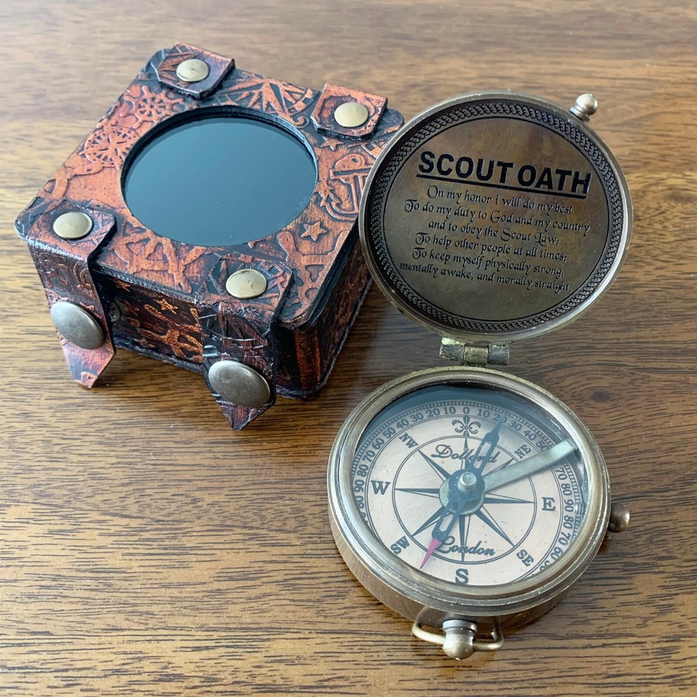 Solid Brass Boy Scouts Pocket Compass Gift