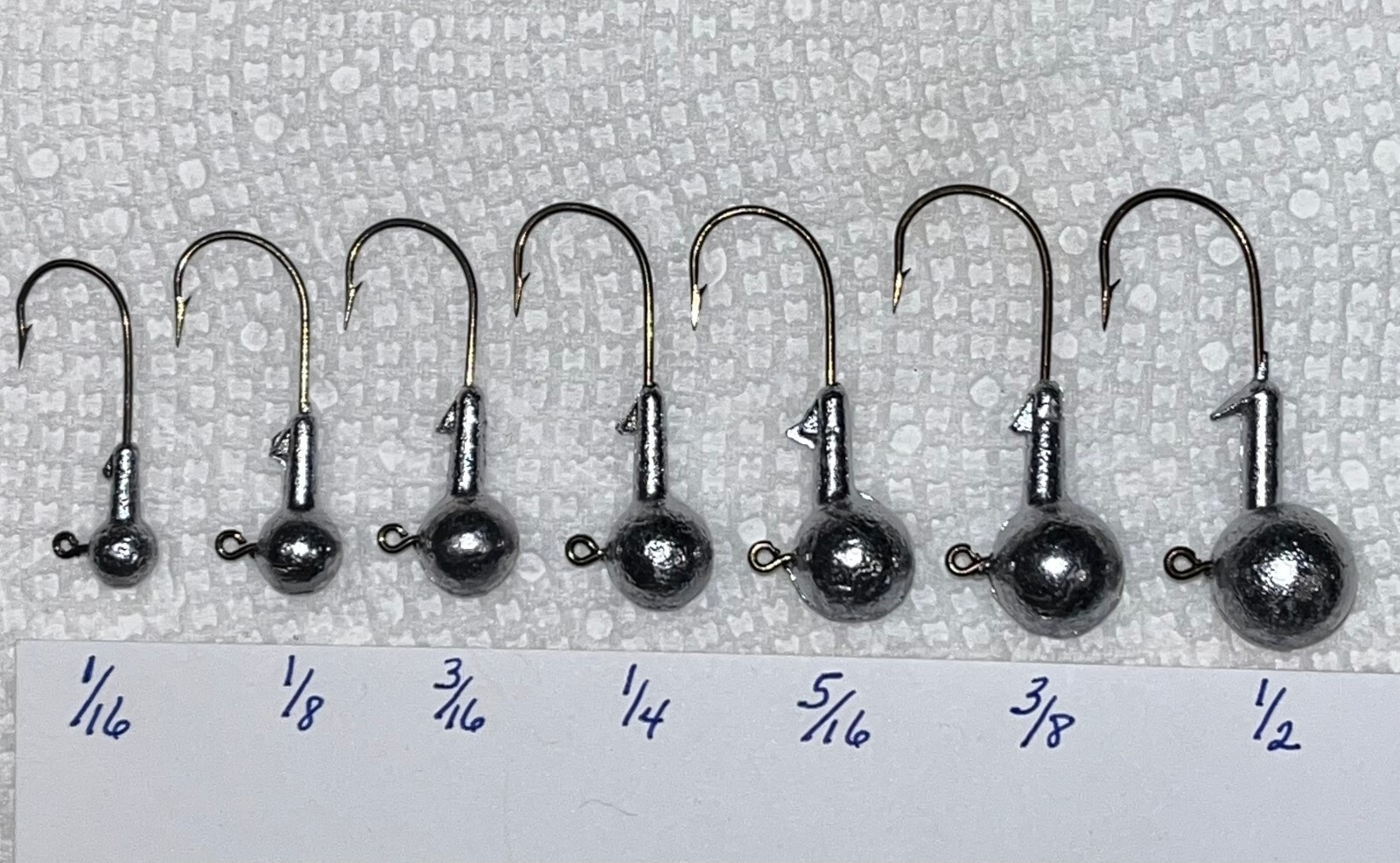 Jig Heads Round 1/16, 1/8, 3/16, 1/4, 5/16, 3/8, 1/2 oz Lead Jighead Unpainted