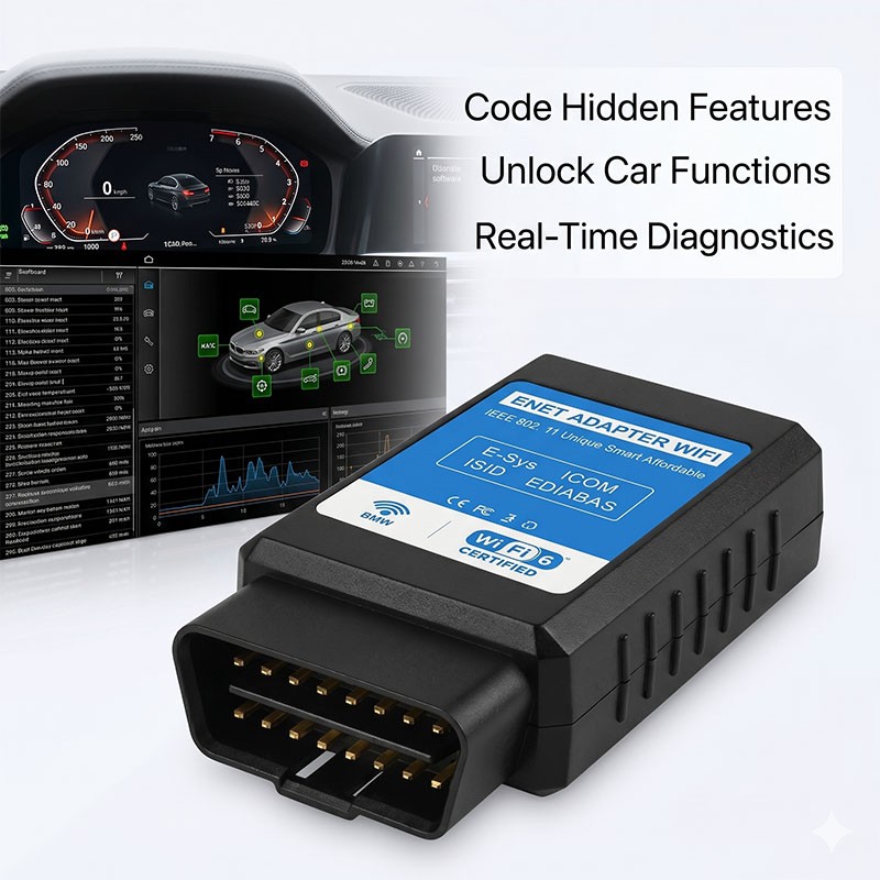 ENET WiFi OBD2 Adapter BMW F G I BimmerCode BM3 MHD Coding Tool iOS Android