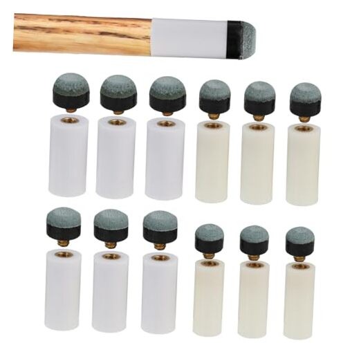 Multi-Size Screw-On Pool Cue Tips & Ferrules Kit - 12 Pack