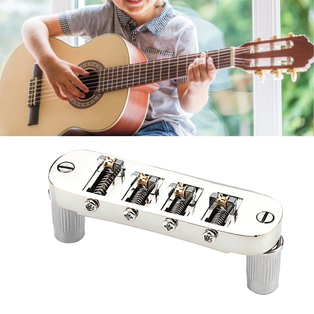 Roller Saddle Bridge Replacement Lightweight 4 String Guitar Bridge For HPGF