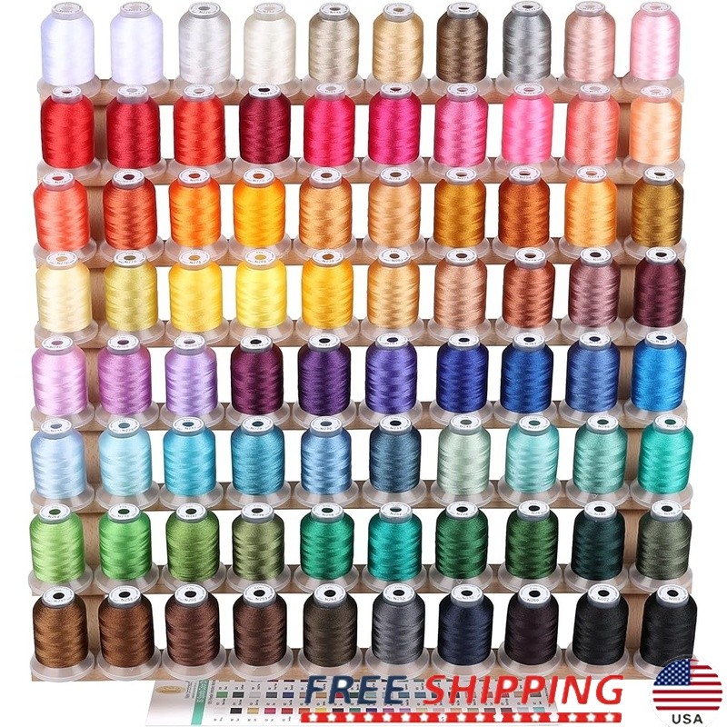 80 Spools Polyester Embroidery Thread Set 500m Color Card Free Thread Nets New