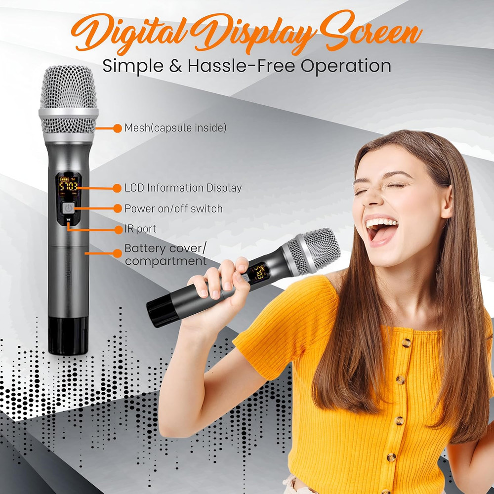 , UHF Wireless System Kit-Portable Professional Battery Operated Handheld Dynami