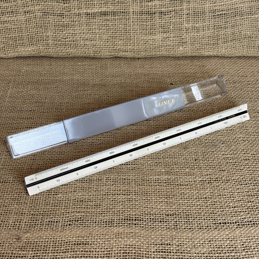 Linex 308 Triangular Graphics Engineering Drawing ruler in original case