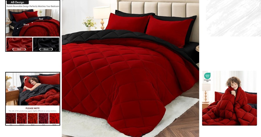Luxurious 7-Piece Queen Comforter Set – Reversible Microfiber Bedding