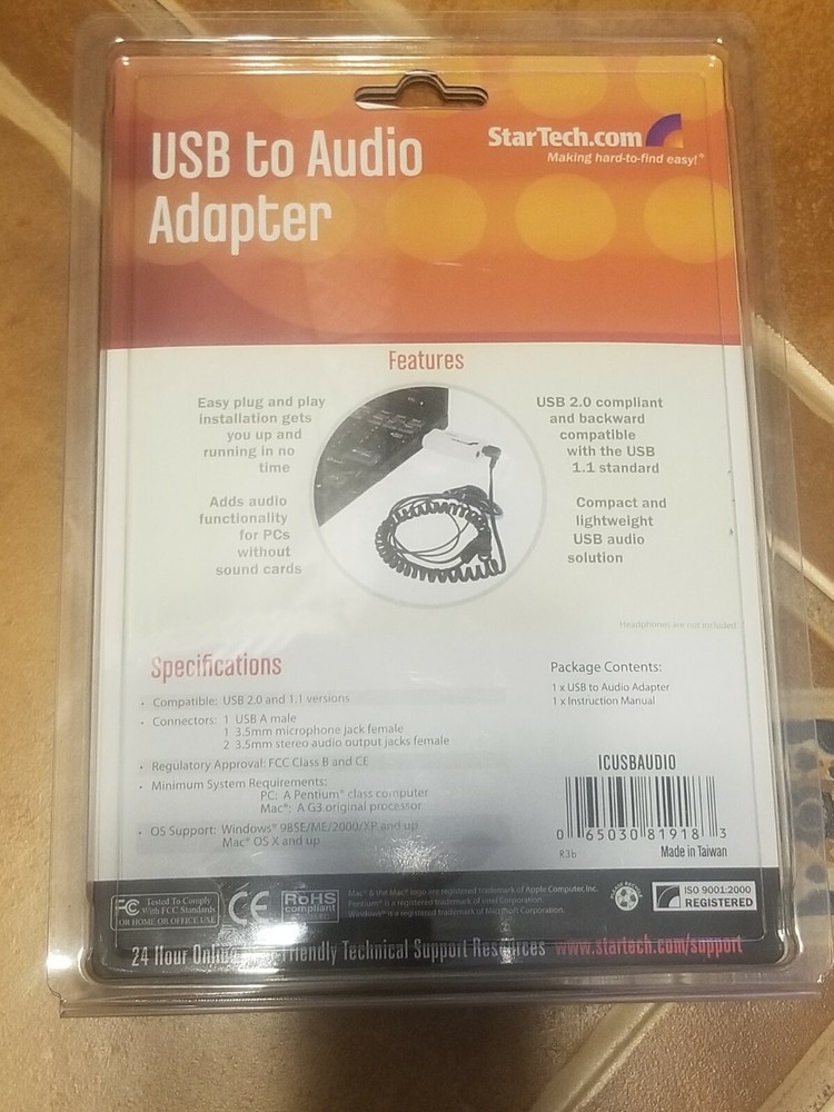 StarTech USB to Stereo Audio Adapter Converter White ICUSBAUDIO