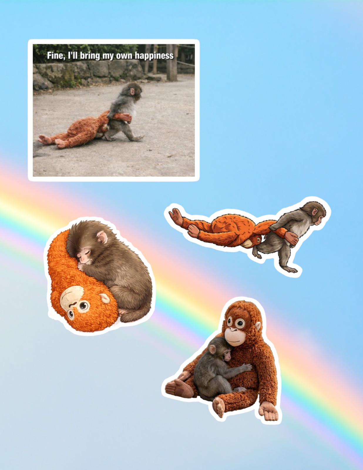 Punch The Monkey 4pc Sticker Pack