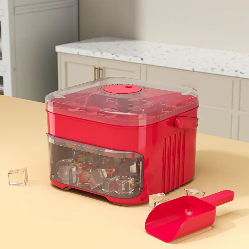 Ice Maker with Easy Press Cap with Easy-press Lid Double-layer Ice Cube Machine