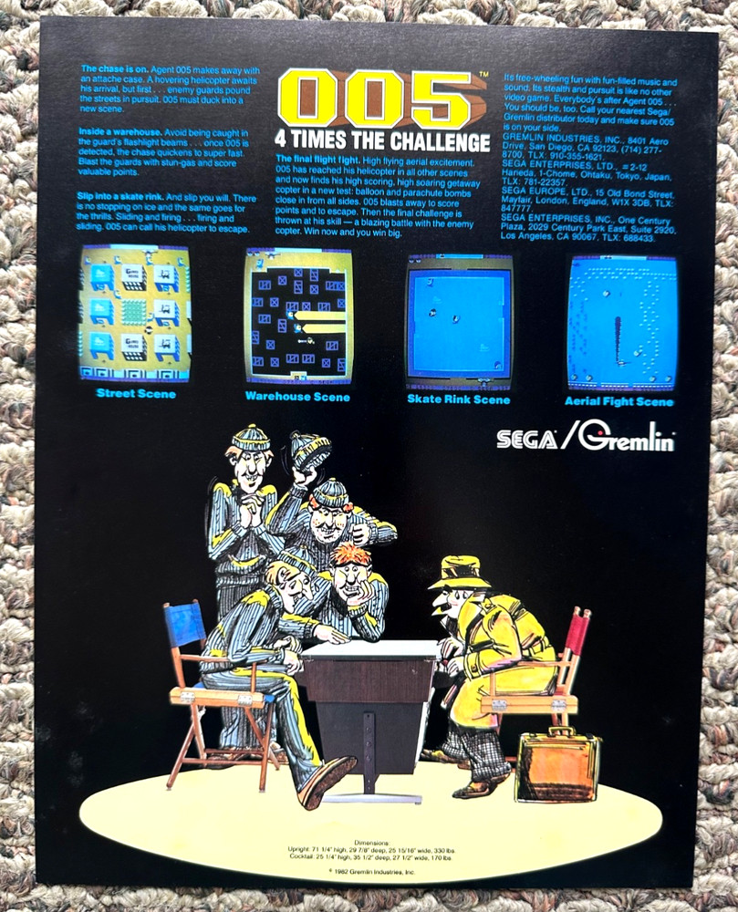 SEGA 005 Arcade Video Game Original Advertisement NOS