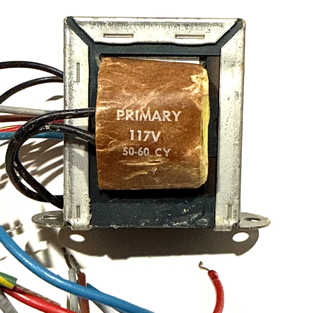 TRANSFORMER input ~117V , output: 2 x ~12VAC + 1 x ~6.5 + 6.5 VAC (20 VA )