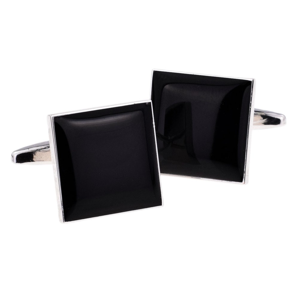 Plain Black Square Cufflinks in Cufflink Box - X2SSBCPLAIN