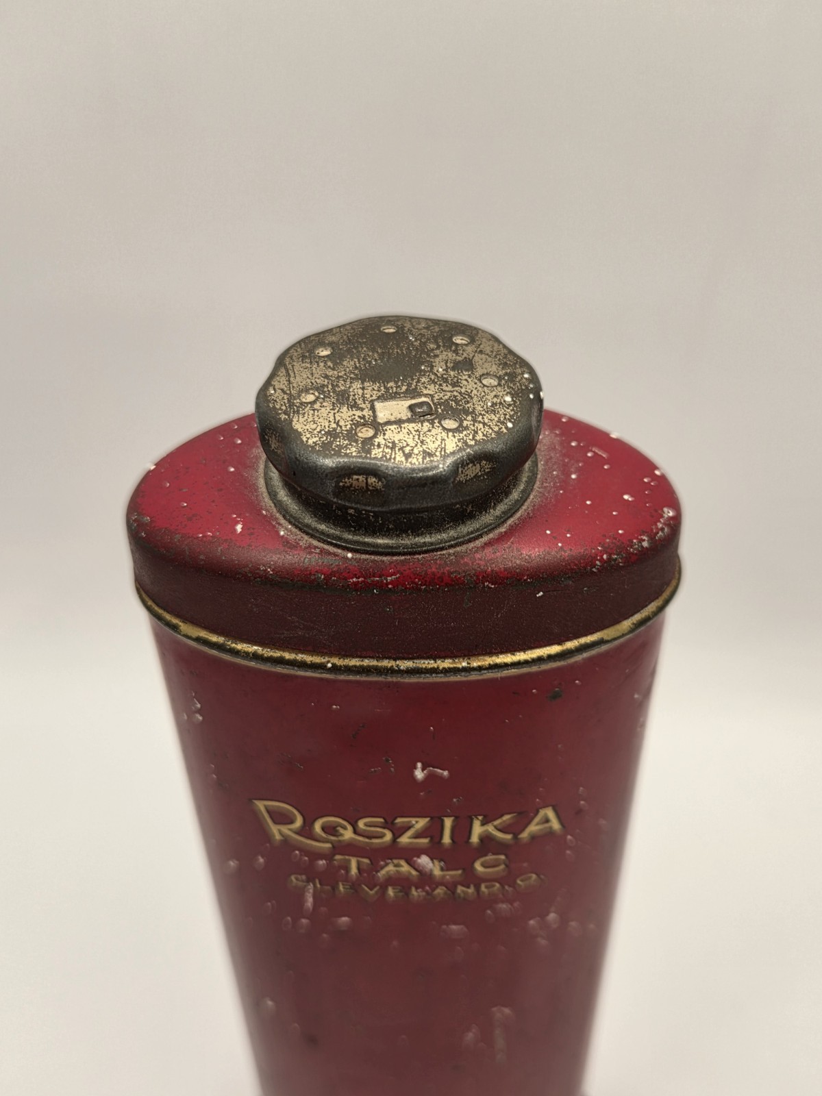 Vintage Roszika Talc Red Advertising Tin Cleveland Ohio- Smithsonian Collection