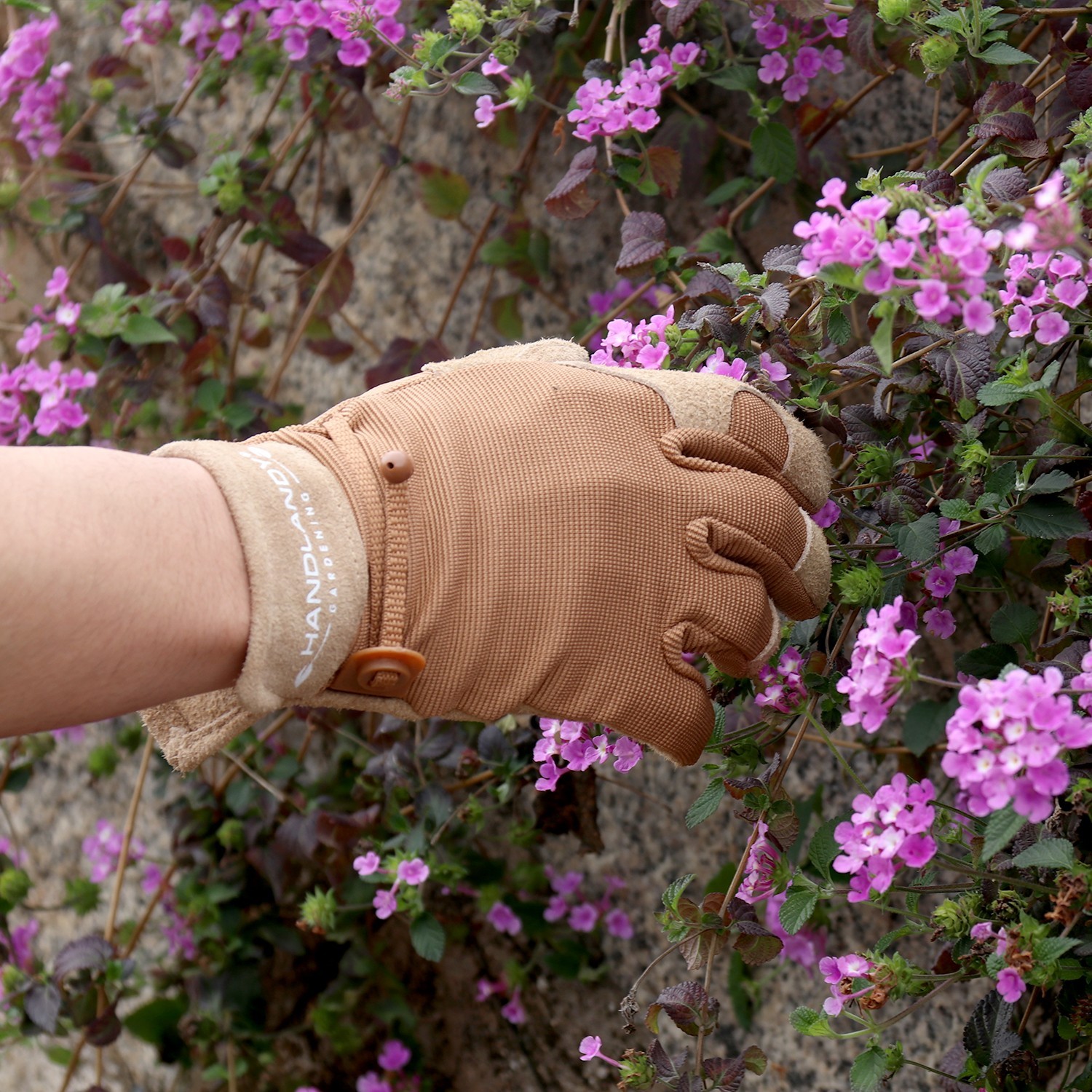 HANDLANDY Work Gloves for Women and Ladies, Leather Gardening Gloves Flexible