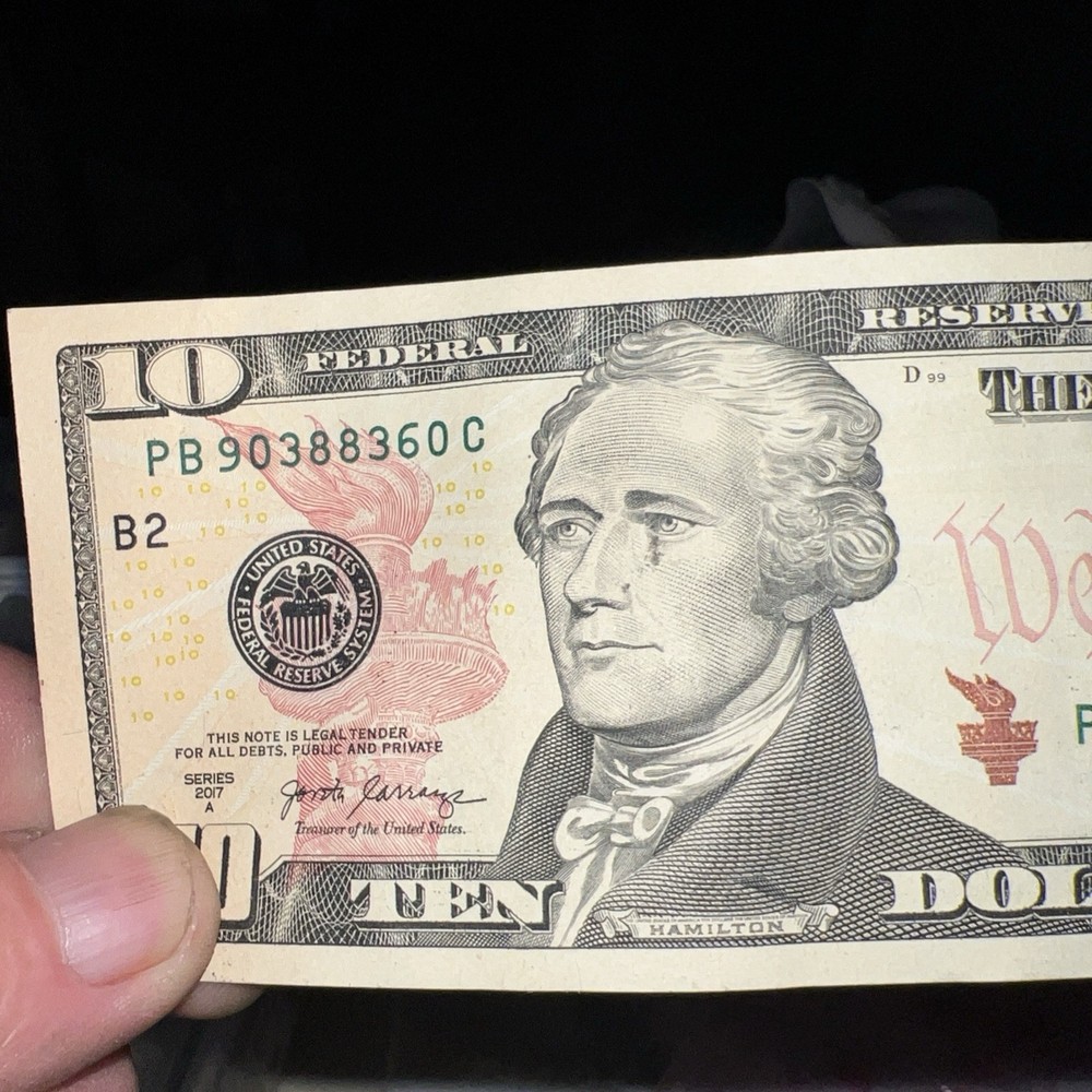 2017 A $10 Federal Reserve Note Ink Smear ERROR￼