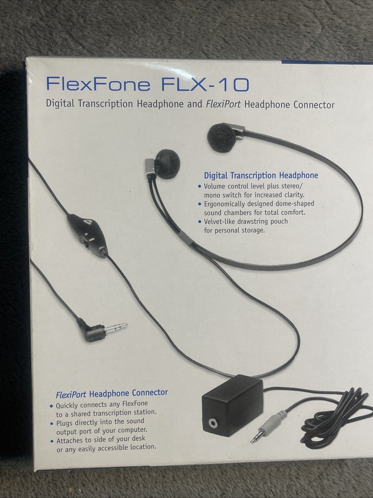 FlexFone FLX-10 3.5 mm Headset for Computer Transcribing Transcription
