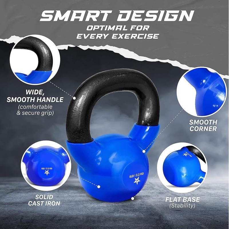 Cast Iron Kettlebell Flat Bottom Durable Handle Weight Training Tool 2.2kg New