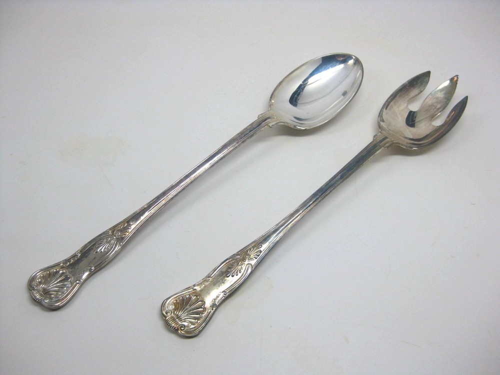 Vintage 13" F.B. Rogers Silver Silverplated Salad Serving Fork & Spoon ITALY