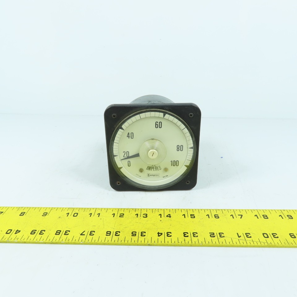 Crompton 077-08AA-LS Analog Panel Meter Ammeter 0-100A Scale (5A Input)