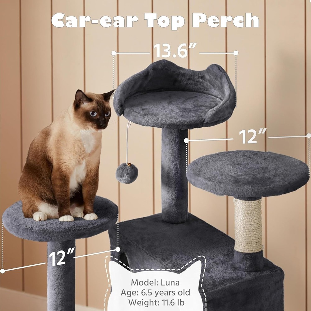 Durable 54in Cat Tree with Replaceable Balls and Spacious Hideaways for Felines