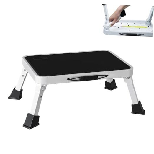 RV Step Stool Foldable 1-Step Stool Ladder Sturdy Metal Stable Step 1 step