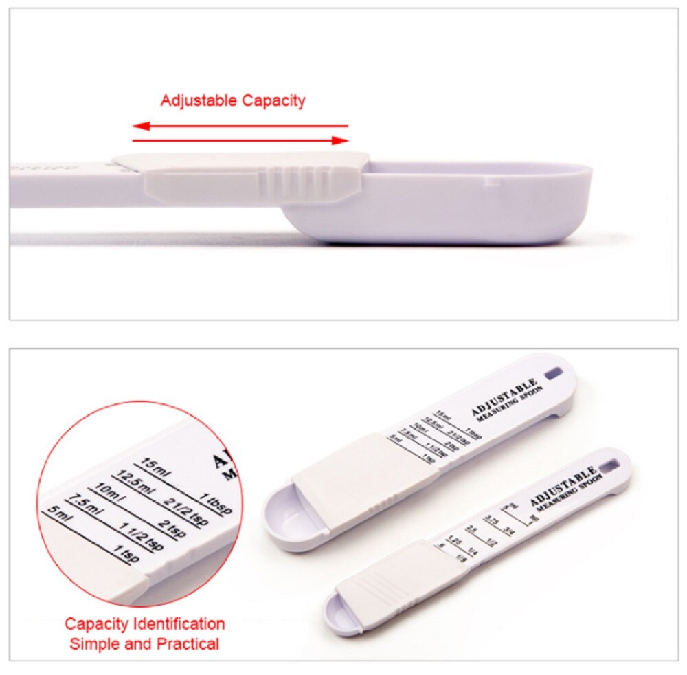 2 Adjustable Measuring Spoon Set - Teaspoon & Tablespoon, Kitchen Baking Tool