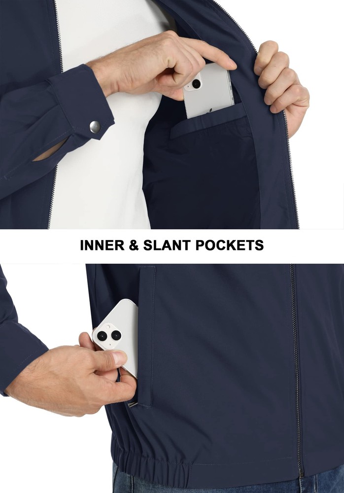 Men's Thin Spring Jacket Full-Zip Lightweight Bomber Jacket Casual Track Coat US