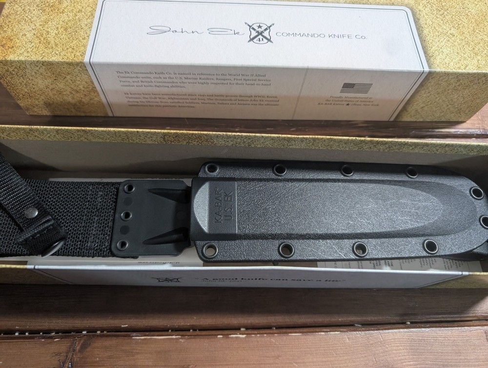 Ka-Bar EK Commando Model 5 Bowie Blade Knife Plain Edge w/ Sheath EK45