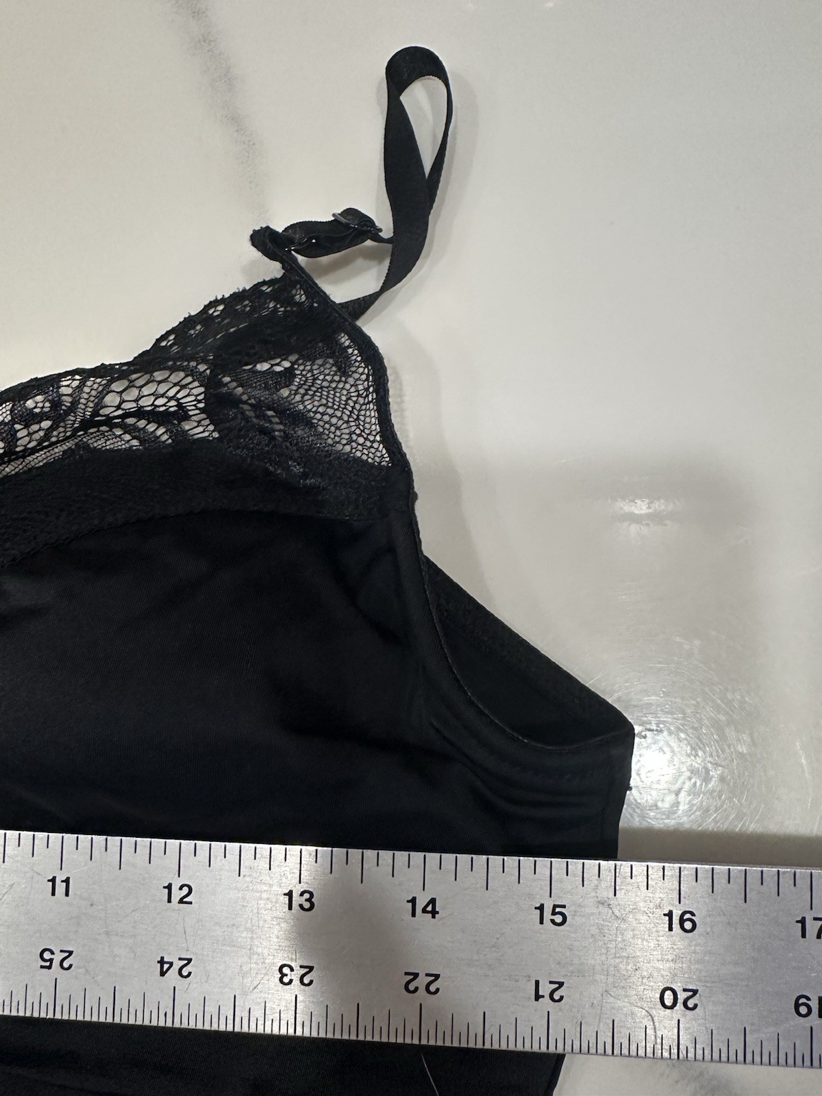 RHONDA SHEAR Shaper Cami Camisole w/ Built in Bra SizeXL Black Lace Trim Stretch