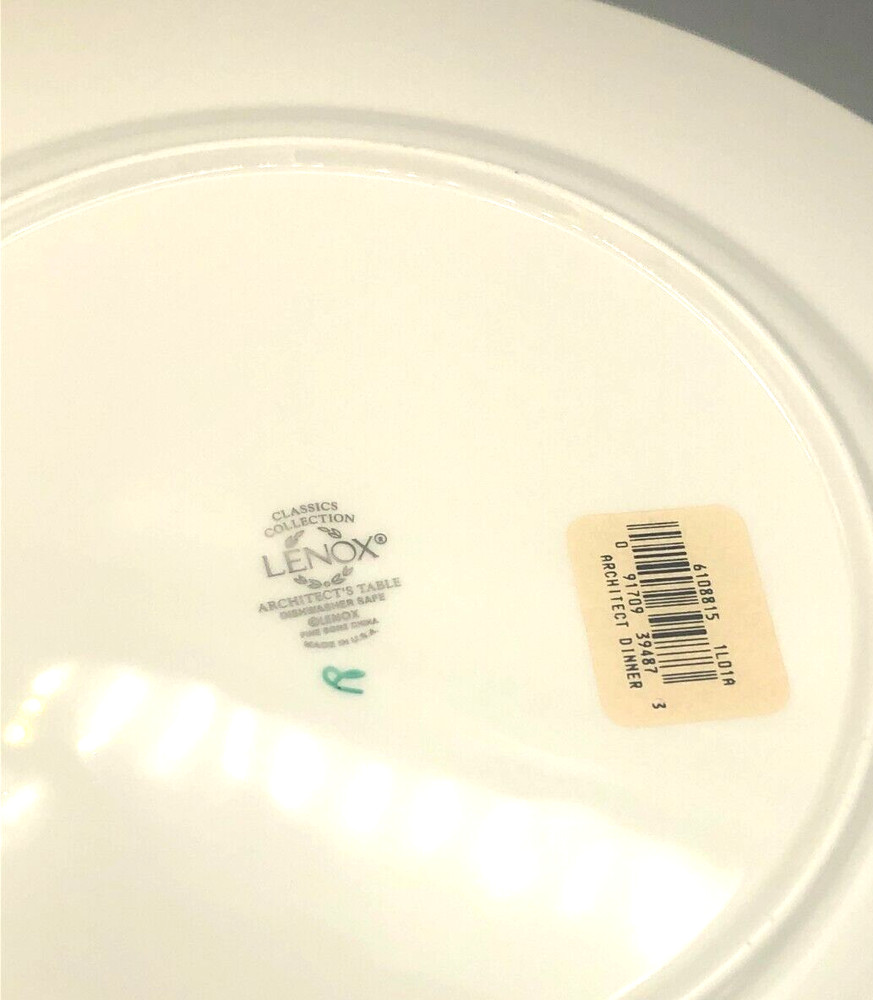 Lenox Bone China "Architect's Table" Dinner Plate, Factory New