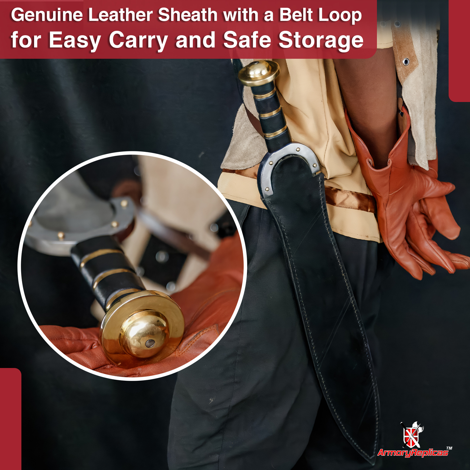 Hand Forged High Carbon Steel Sword Celtic Leaf Blade w/ Leather Sheath