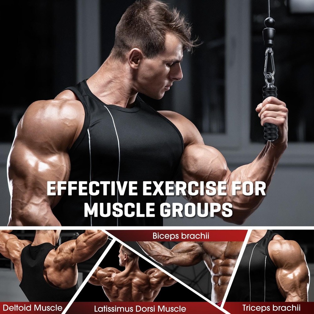 LAT Pulldown Grip Cable Machine Attachment, Triceps Exercise Handle Gym Fitne...